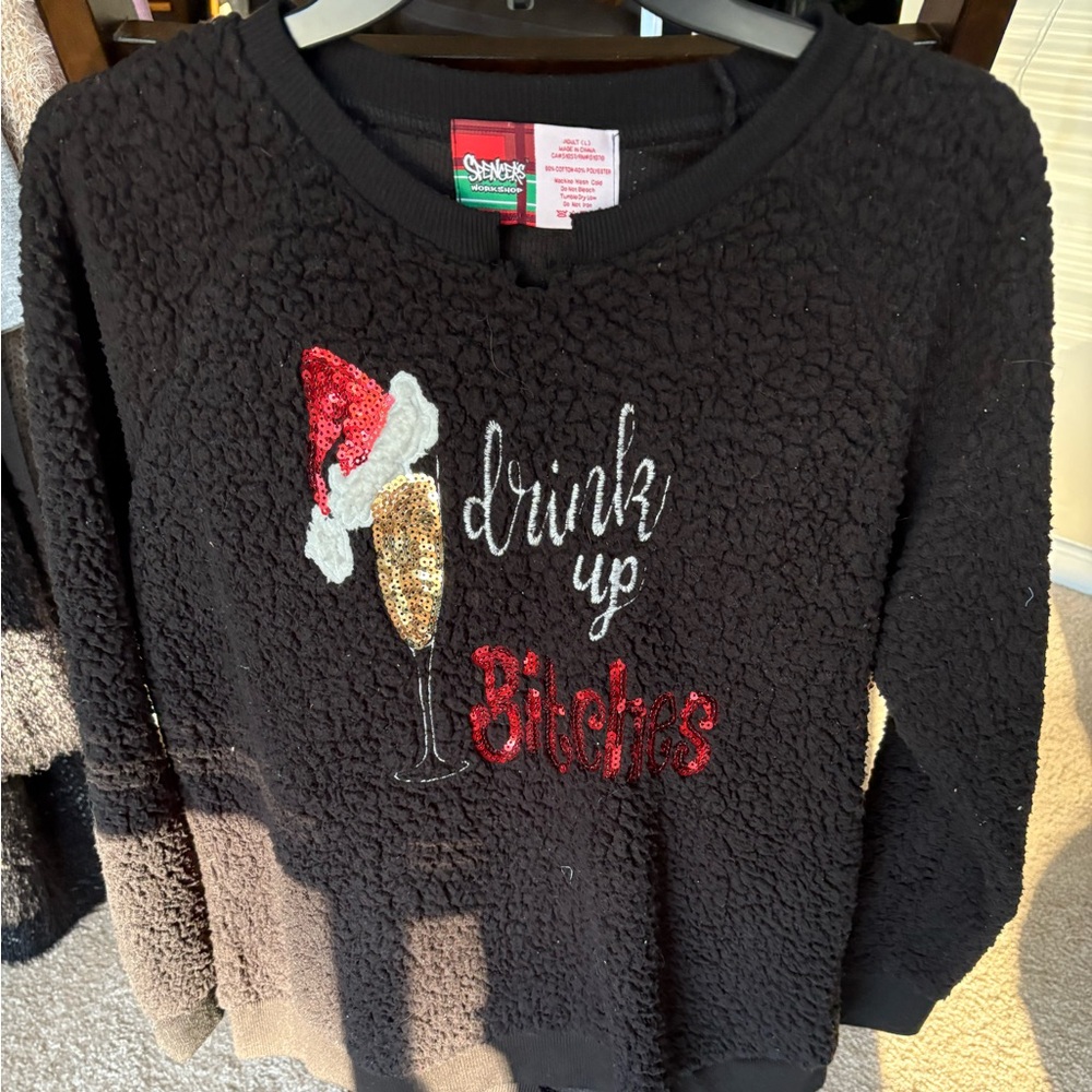 Spencer's Brown Holiday Sweater with Sequin Design